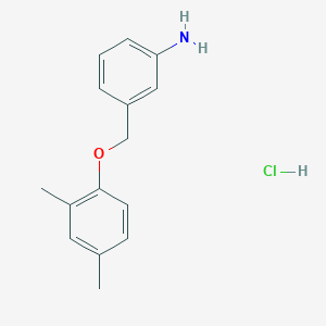 molecular formula C15H18ClNO B1457401 3-((2,4-Dimethylphenoxy)methyl)aniline hydrochloride CAS No. 1417570-04-7