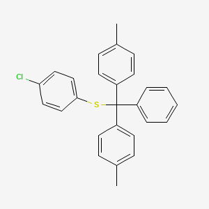 molecular formula C27H23ClS B14574077 Benzene, 1,1'-[[(4-chlorophenyl)thio]phenylmethylene]bis[4-methyl- CAS No. 61623-72-1