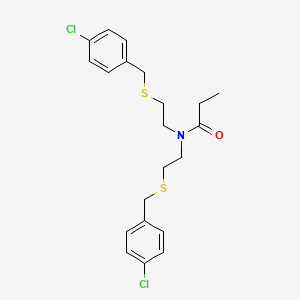 molecular formula C21H25Cl2NOS2 B14574102 Propanamide, N,N-bis[2-[[(4-chlorophenyl)methyl]thio]ethyl]- CAS No. 61455-00-3