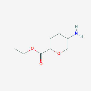 molecular formula C8H15NO3 B1457412 ethyl 5-aminotetrahydro-2H-pyran-2-carboxylate CAS No. 1408074-45-2