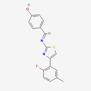 4-[(E)-[4-(2-fluoro-5-methylphenyl)-1,3-thiazol-2-yl]iminomethyl]phenol