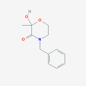 3-Morpholinone, 2-hydroxy-2-methyl-4-(phenylmethyl)-