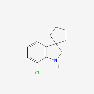 molecular formula C12H14ClN B1457489 7'-Chloro-1',2'-dihydrospiro[cyclopentane-1,3'-indole] CAS No. 1368793-97-8