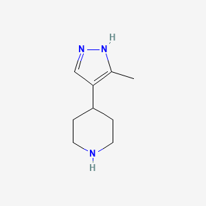 molecular formula C9H15N3 B1457491 4-(3-methyl-1H-pyrazol-4-yl)piperidine CAS No. 1367915-64-7
