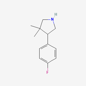 molecular formula C12H16FN B1457524 4-(4-氟苯基)-3,3-二甲基吡咯烷 CAS No. 1779985-88-4