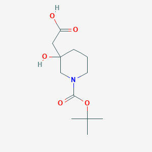 molecular formula C12H21NO5 B1457561 2-(1-[(tert-Butoxy)carbonyl]-3-hydroxypiperidin-3-yl)acetic acid CAS No. 1367774-02-4