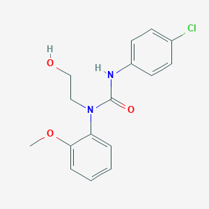 molecular formula C16H17ClN2O3 B14576243 Urea, N'-(4-chlorophenyl)-N-(2-hydroxyethyl)-N-(2-methoxyphenyl)- CAS No. 61293-83-2