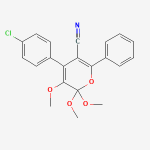 2H-Pyran-5-carbonitrile, 4-(4-chlorophenyl)-2,2,3-trimethoxy-6-phenyl-