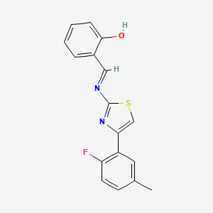 2-[(E)-[4-(2-fluoro-5-methylphenyl)-1,3-thiazol-2-yl]iminomethyl]phenol