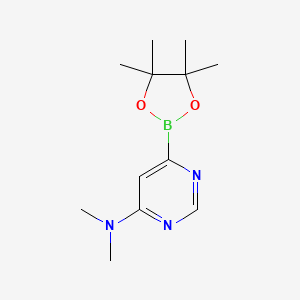 molecular formula C12H20BN3O2 B1457753 N,N-二甲基-6-(4,4,5,5-四甲基-1,3,2-二恶杂硼环-2-基)嘧啶-4-胺 CAS No. 1704065-76-8