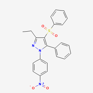 1H-Pyrazole, 3-ethyl-1-(4-nitrophenyl)-5-phenyl-4-(phenylsulfonyl)-