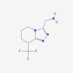 molecular formula C8H11F3N4 B1457827 [8-(trifluoromethyl)-5H,6H,7H,8H-[1,2,4]triazolo[4,3-a]pyridin-3-yl]methanamine CAS No. 1423034-73-4