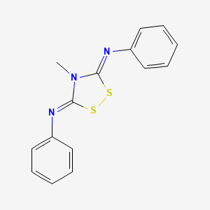 molecular formula C15H13N3S2 B14578298 Benzenamine, N,N'-(4-methyl-1,2,4-dithiazolidine-3,5-diylidene)bis- CAS No. 61249-39-6