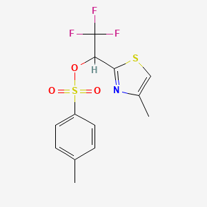 molecular formula C13H12F3NO3S2 B1457843 2,2,2-三氟-1-(4-甲基-1,3-噻唑-2-基)乙基 4-甲苯-1-磺酸盐 CAS No. 1375471-76-3