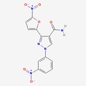 3-(5-Nitrofuran-2-yl)-1-(3-nitrophenyl)-1H-pyrazole-4-carboxamide