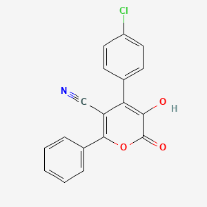 2H-Pyran-5-carbonitrile, 4-(4-chlorophenyl)-3-hydroxy-2-oxo-6-phenyl-