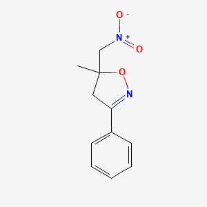 molecular formula C11H12N2O3 B14579111 Isoxazole, 4,5-dihydro-5-methyl-5-(nitromethyl)-3-phenyl- CAS No. 61428-18-0