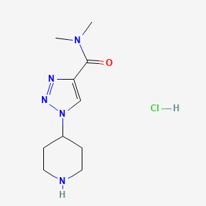 molecular formula C10H18ClN5O B1457975 N,N-二甲基-1-(哌啶-4-基)-1H-1,2,3-三唑-4-甲酰胺盐酸盐 CAS No. 1779123-88-4