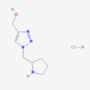 molecular formula C8H15ClN4O B1458000 [1-(吡咯烷-2-基甲基)-1H-1,2,3-三唑-4-基]甲醇盐酸盐 CAS No. 1774897-17-4