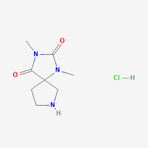 molecular formula C8H14ClN3O2 B1458006 1,3-二甲基-1,3,7-三氮杂螺[4.4]壬烷-2,4-二酮盐酸盐 CAS No. 1707580-44-6