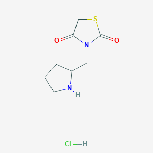 molecular formula C8H13ClN2O2S B1458011 3-(Pyrrolidin-2-ylmethyl)thiazolidine-2,4-dione hydrochloride CAS No. 1824054-46-7
