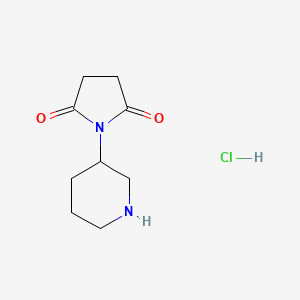 molecular formula C9H15ClN2O2 B1458014 1-(Piperidin-3-yl)pyrrolidine-2,5-dione hydrochloride CAS No. 1864059-85-7