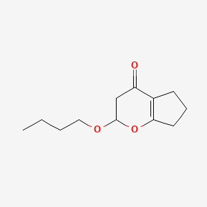 molecular formula C12H18O3 B14580278 Cyclopenta[b]pyran-4(5H)-one, 2-butoxy-2,3,6,7-tetrahydro- CAS No. 61387-10-8