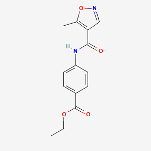 molecular formula C14H14N2O4 B14580312 Ethyl 4-[(5-methyl-1,2-oxazole-4-carbonyl)amino]benzoate CAS No. 61643-34-3