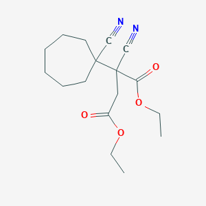 molecular formula C17H24N2O4 B14580479 Diethyl 2-cyano-2-(1-cyanocycloheptyl)butanedioate CAS No. 61153-87-5