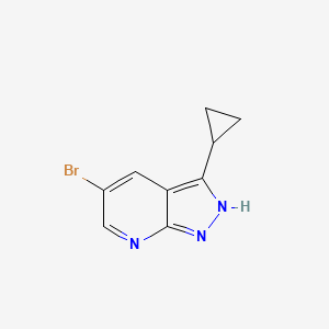 molecular formula C9H8BrN3 B1458098 5-Bromo-3-cyclopropyl-1H-pyrazolo[3,4-b]pyridine CAS No. 1211537-03-9