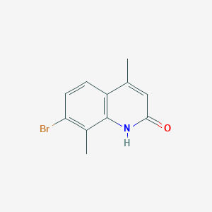 molecular formula C11H10BrNO B1458099 2-Hydroxy-4,8-dimethyl-7-bromo-quinoline CAS No. 1367706-85-1