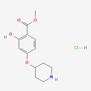 molecular formula C13H18ClNO4 B1458106 Methyl 2-hydroxy-4-(piperidin-4-yloxy)benzoate hydrochloride CAS No. 1779125-20-0