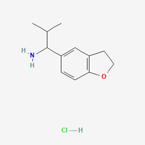 molecular formula C12H18ClNO B1458108 1-(2,3-Dihydrobenzofuran-5-yl)-2-methylpropan-1-amine hydrochloride CAS No. 1864058-80-9