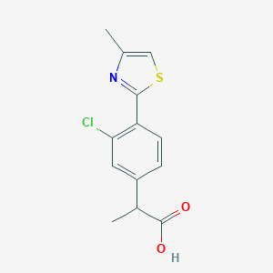 molecular formula C13H12ClNO2S B145813 2-[4-(4-Methylthiazol-2-yl)-3-chlorophenyl]propanoic acid CAS No. 138568-78-2