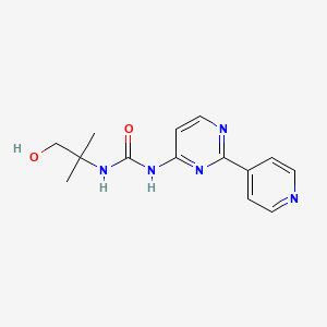 N-(1-Hydroxy-2-methylpropan-2-yl)-N'-[2-(pyridin-4-yl)pyrimidin-4-yl]urea