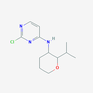 molecular formula C12H18ClN3O B1458135 2-氯-N-[2-(丙-2-基)氧杂环-3-基]嘧啶-4-胺 CAS No. 1803593-60-3