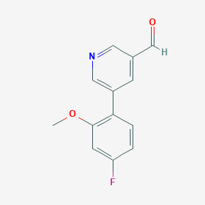 molecular formula C13H10FNO2 B1458160 5-(4-Fluoro-2-methoxyphenyl)pyridine-3-carboxaldehyde CAS No. 1329115-52-7