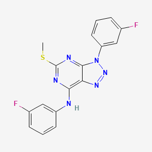 molecular formula C17H12F2N6S B1458187 N,3-bis(3-fluorophenyl)-5-(methylsulfanyl)-3H-[1,2,3]triazolo[4,5-d]pyrimidin-7-amine CAS No. 1795300-32-1