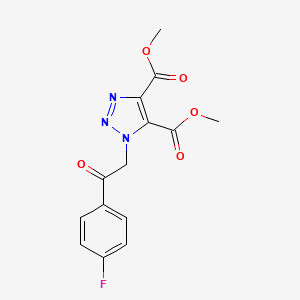 molecular formula C14H12FN3O5 B1458198 二甲基 1-[2-(4-氟苯基)-2-氧代乙基]-1H-1,2,3-三唑-4,5-二羧酸酯 CAS No. 1610377-03-1