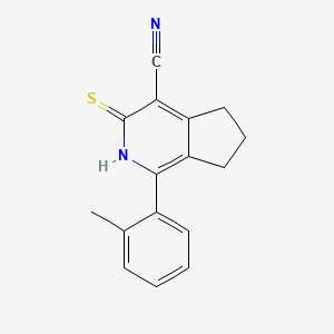 1-(2-methylphenyl)-3-sulfanylidene-2H,3H,5H,6H,7H-cyclopenta[c]pyridine-4-carbonitrile