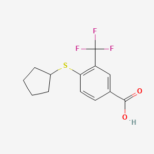 molecular formula C13H13F3O2S B1458202 4-(Cyclopentylsulfanyl)-3-(trifluoromethyl)benzoic acid CAS No. 1461713-63-2