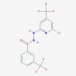 molecular formula C14H8ClF6N3O B1458211 N'-[6-chloro-4-(trifluoromethyl)pyridin-2-yl]-3-(trifluoromethyl)benzohydrazide CAS No. 1798663-15-6