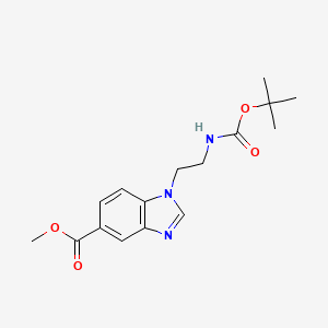molecular formula C16H21N3O4 B1458222 Methyl 1-{2-[(tert-butoxycarbonyl)amino]ethyl}-1H-benzimidazole-5-carboxylate CAS No. 1427460-26-1