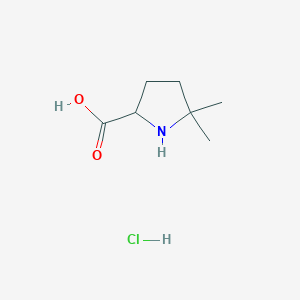 molecular formula C7H14ClNO2 B1458226 5,5-二甲基吡咯烷-2-羧酸盐酸盐 CAS No. 1796882-98-8