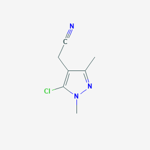 molecular formula C7H8ClN3 B1458231 2-(5-chloro-1,3-dimethyl-1H-pyrazol-4-yl)acetonitrile CAS No. 1599242-32-6