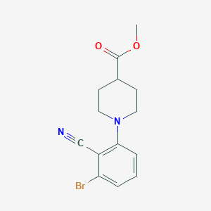 molecular formula C14H15BrN2O2 B1458235 Methyl 1-(3-bromo-2-cyanophenyl)piperidine-4-carboxylate CAS No. 1365271-66-4