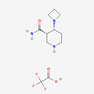 molecular formula C11H18F3N3O3 B1458237 (cis)-4-(Azetidin-1-yl)piperidine-3-carboxamide trifluoroacetic acid salt CAS No. 1449117-49-0