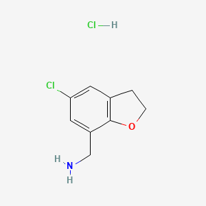 molecular formula C9H11Cl2NO B1458265 (5-Chloro-2,3-dihydro-1-benzofuran-7-yl)methanamine hydrochloride CAS No. 1461714-44-2