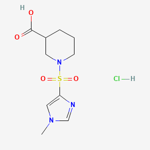 molecular formula C10H16ClN3O4S B1458266 1-[(1-methyl-1H-imidazol-4-yl)sulfonyl]piperidine-3-carboxylic acid hydrochloride CAS No. 1797954-24-5
