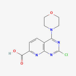 molecular formula C12H11ClN4O3 B1458283 2-Chloro-4-morpholinopyrido[2,3-d]pyrimidine-7-carboxylic acid CAS No. 1439818-90-2